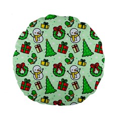 Colorful Funny Christmas Pattern Cartoon Standard 15  Premium Flano Round Cushions