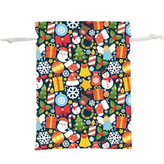 Colorful Pattern With Decorative Christmas Elements  Lightweight Drawstring Pouch (xl) by Vaneshart