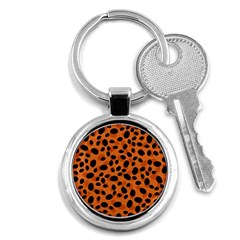 Orange Cheetah Animal Print Key Chain (round) by mccallacoulture