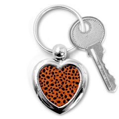 Orange Cheetah Animal Print Key Chain (heart) by mccallacoulture