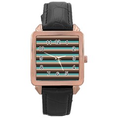 Stripey 1 Rose Gold Leather Watch  by anthromahe