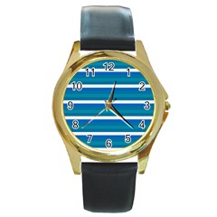 Stripey 3 Round Gold Metal Watch by anthromahe