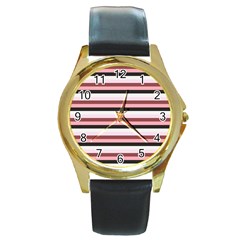 Stripey 5 Round Gold Metal Watch by anthromahe