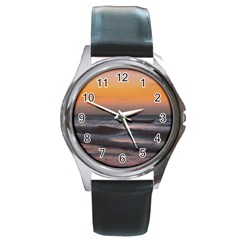 Seascape Sunset At Jericoacoara, Ceara, Brazil Round Metal Watch