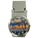 Sunset Scene At Waterfront Boardwalk, Montevideo Uruguay Money Clip Watches Front