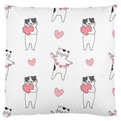 Seamless Pattern Cute Cat With Little Heart Hearts Large Flano Cushion Case (one Side) by Wegoenart