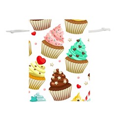 Seamless Pattern Yummy Colored Cupcakes Lightweight Drawstring Pouch (m)