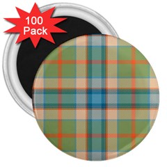 Tartan Scotland Seamless Plaid Pattern Vintage Check Color Square Geometric Texture 3  Magnets (100 Pack) by Wegoenart