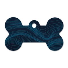 Abstract Glowing Blue Wave Lines Pattern With Particles Elements Dark Background Dog Tag Bone (two Sides) by Wegoenart