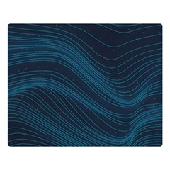 Abstract Glowing Blue Wave Lines Pattern With Particles Elements Dark Background Double Sided Flano Blanket (large)  by Wegoenart