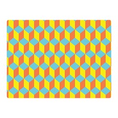 Cube Hexagon Pattern Yellow Blue Double Sided Flano Blanket (mini)  by Vaneshart