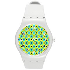 Pattern Tiles Square Design Modern Round Plastic Sport Watch (m)