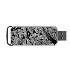 Fern Leaves Foliage Black And White Portable Usb Flash (one Side)