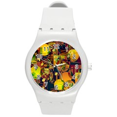 Background Abstract Texture Pattern Round Plastic Sport Watch (m)