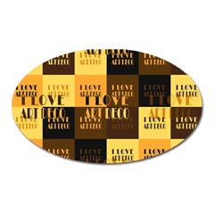 I Love Art Deco Typographic Motif Collage Print Oval Magnet