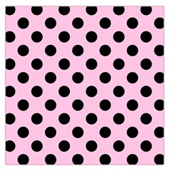 Polka Dots - Black On Blush Pink Large Satin Scarf (square) by FashionBoulevard