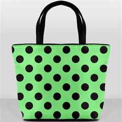 Polka Dots Black On Mint Green Bucket Bag by FashionBoulevard