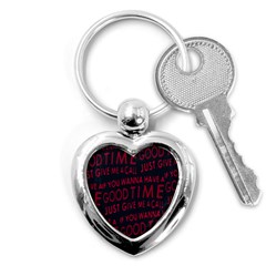 Motivational Phrase Motif Typographic Collage Pattern Key Chain (heart) by dflcprintsclothing