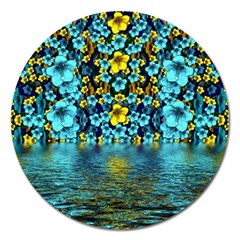 Flower Island And A Horizon Magnet 5  (round) by pepitasart