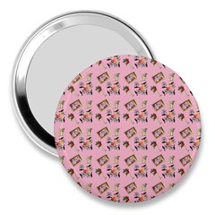 Robin Art Pink Pattern 3  Handbag Mirrors by snowwhitegirl