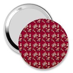 Robin Art Red Pattern 3  Handbag Mirrors by snowwhitegirl