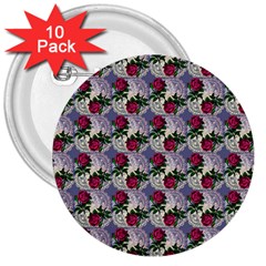 Doily Rose Pattern Blue 3  Buttons (10 Pack)  by snowwhitegirl