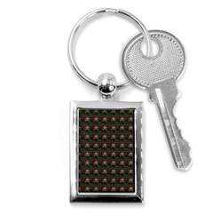 Dark Floral Butterfly Teal Bats Lip Green Small Key Chain (rectangle) by snowwhitegirl