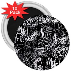 Graffiti Abstract Collage Print Pattern 3  Magnets (10 Pack)  by dflcprintsclothing