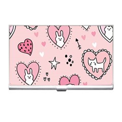 Cartoon Cute Valentines Day Doodle Heart Love Flower Seamless Pattern Vector Business Card Holder by Vaneshart