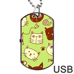 Cute Hand Drawn Cat Seamless Pattern Dog Tag USB Flash (One Side) Front