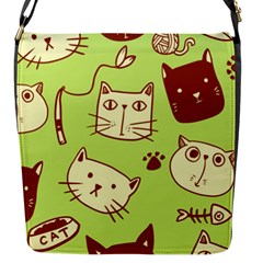 Cute Hand Drawn Cat Seamless Pattern Flap Closure Messenger Bag (s)