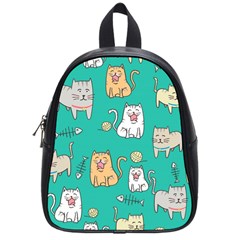 Seamless Pattern Cute Cat Cartoon With Hand Drawn Style School Bag (small) by Vaneshart