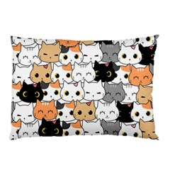 Cute Cat Kitten Cartoon Doodle Seamless Pattern Pillow Case