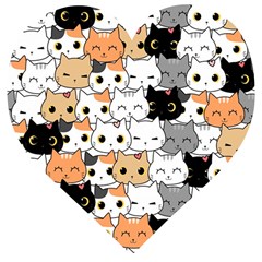 Cute Cat Kitten Cartoon Doodle Seamless Pattern Wooden Puzzle Heart by Vaneshart