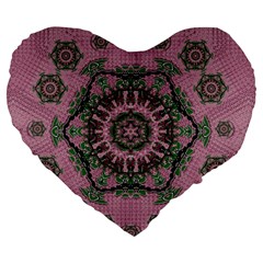 Sakura Wreath And Cherry Blossoms In Harmony Large 19  Premium Flano Heart Shape Cushions by pepitasart