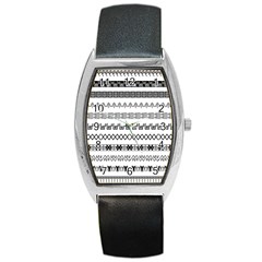 Borders Ikat Ethnic Frame Tribal Barrel Style Metal Watch