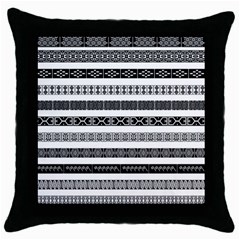 Borders Ikat Ethnic Frame Tribal Throw Pillow Case (black) by Wegoenart