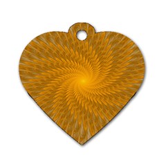 Fractal Abstract Background Pattern Gold Golden Yellow Dog Tag Heart (two Sides) by Wegoenart