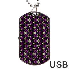 Wallpaper Floral Pattern Purple Dog Tag Usb Flash (two Sides) by Wegoenart