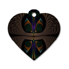 Fractal Abstract Background Pattern Dog Tag Heart (two Sides)