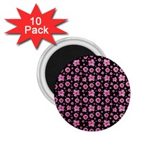 Pink And Black Floral Collage Print 1 75  Magnets (10 Pack) 