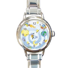 Science Fiction Outer Space Round Italian Charm Watch