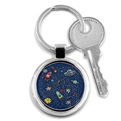 Cat Cosmos Cosmonaut Rocket Key Chain (round) by Wegoenart