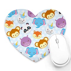 Animal Faces Collection Heart Mousepads