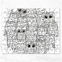 Circle Shape Pattern With Cute Owls Coloring Book Rectangular Jigsaw Puzzl by Nexatart