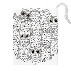 Circle Shape Pattern With Cute Owls Coloring Book Drawstring Pouch (5xl)