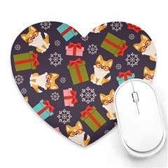 Welsh Corgi Dog With Gift Boxes Seamless Pattern Wallpaper Heart Mousepads