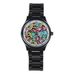 Zombie Heads Pattern Stainless Steel Round Watch Front