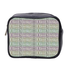 I Love Vintage Phrase Motif Striped Pattern Design Mini Toiletries Bag (two Sides) by dflcprintsclothing