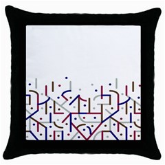 Lines And Dots Motif Geometric Print Throw Pillow Case (black)